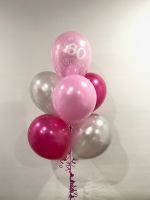  Table Bouquet (7 Pink & Silver) 60th Printed Header $41