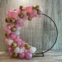 Organic Garland & Mesh Wall Hire (Pink, Gold & White) $500 INC HIRE OF 1 WHITE PLINTH, DELIVERY & COLLECTION