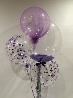 Purple Tulle Feathers and Confetti
