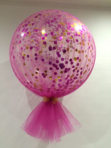 3 Foot Magenta & Gold Confetti With Magenta Tulle $88
