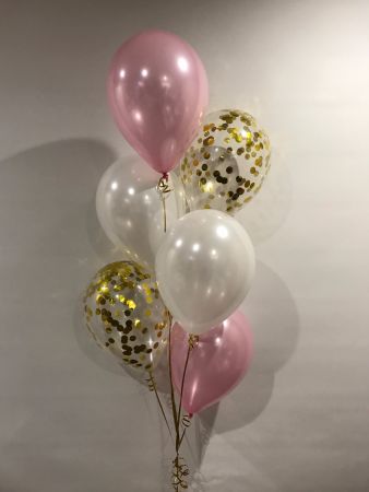 Floor (6) inc 2 x 11 White, Pink & Gold Confetti $54