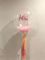 Personalised Bubble With Feathers & Tassels $75 (Aria)