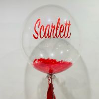 Personalised Bubble With Feathers & Tassels $75 (Scarlett)