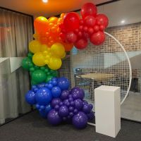 Organic Garland & Mesh Wall Hire (Rainbow) $500 INC HIRE OF 1 WHITE PLINTH, DELIVERY & COLLECTION