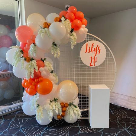 Organic Garland, Mesh Wall, Flower Hire & Sign to Keep $580 INC HIRE OF 1 WHITE PLINTH, DELIVERY & COLLECTION